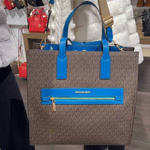 MICHAEL KORS KENLY LARGE NS GRAPHIC LOGO TOTE SATCHEL SHOULDER BAGMK SIGNATURE - Picture 6 of 16